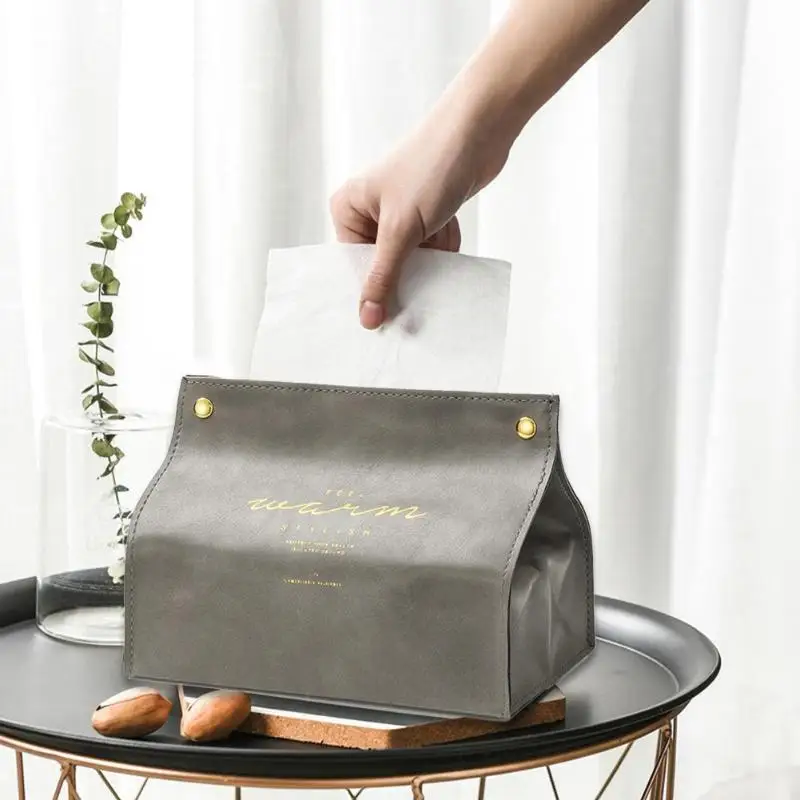 Ins Скандинавская полиуретановая кожа коробка складной держатель для салфеток