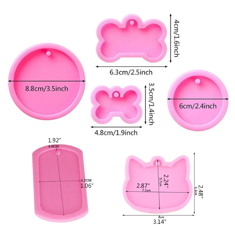 

6 Styles Round Pet Listed Pendants Keychain Epoxy Resin Mold Key Chain Earrings Silicone Mould DIY Crafts Jewelry Tool