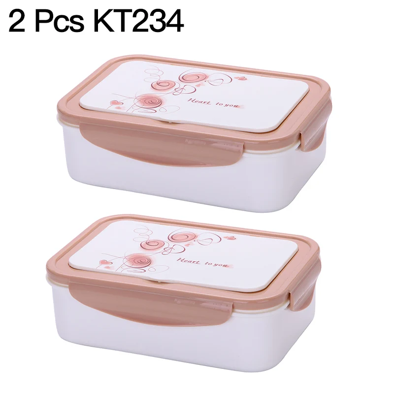 2 Pcs KT234 Microwavable Ланч-бокс для детей, пищевой Бенто-бокс, контейнеры для еды, герметичные, для хранения еды, переносная коробка, Новинка - Цвет: 2 Pcs KT234