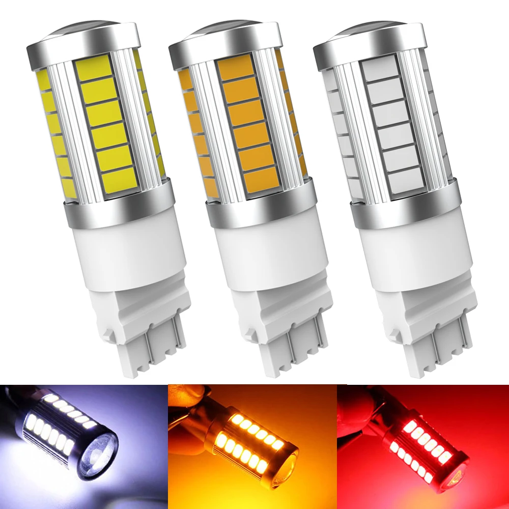 

2x Canbus T25 3157 1156 BA15S светодиодный BAY15D 7440 7443 автомобилей сигнала поворота светильник DRL лампы янтарного стекла для VW Passat B5 поло GOL Touareg Touran