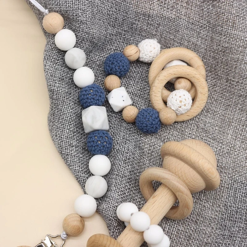

Baby Pacifier Clip Teething Bracelet Crochet Soother Infants Rattle Teether Toy Newborn Dummy Chain Holder Shower Gifts 09