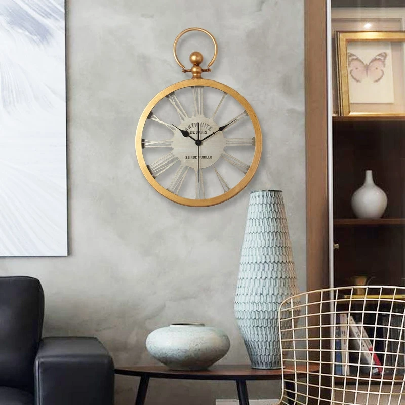 

Nordic Mute Wall Clock Vintage Creative Roman Numerals Metal Living Room Wall Cloc Americank Horloge Murale Lage Home Decor 50wc