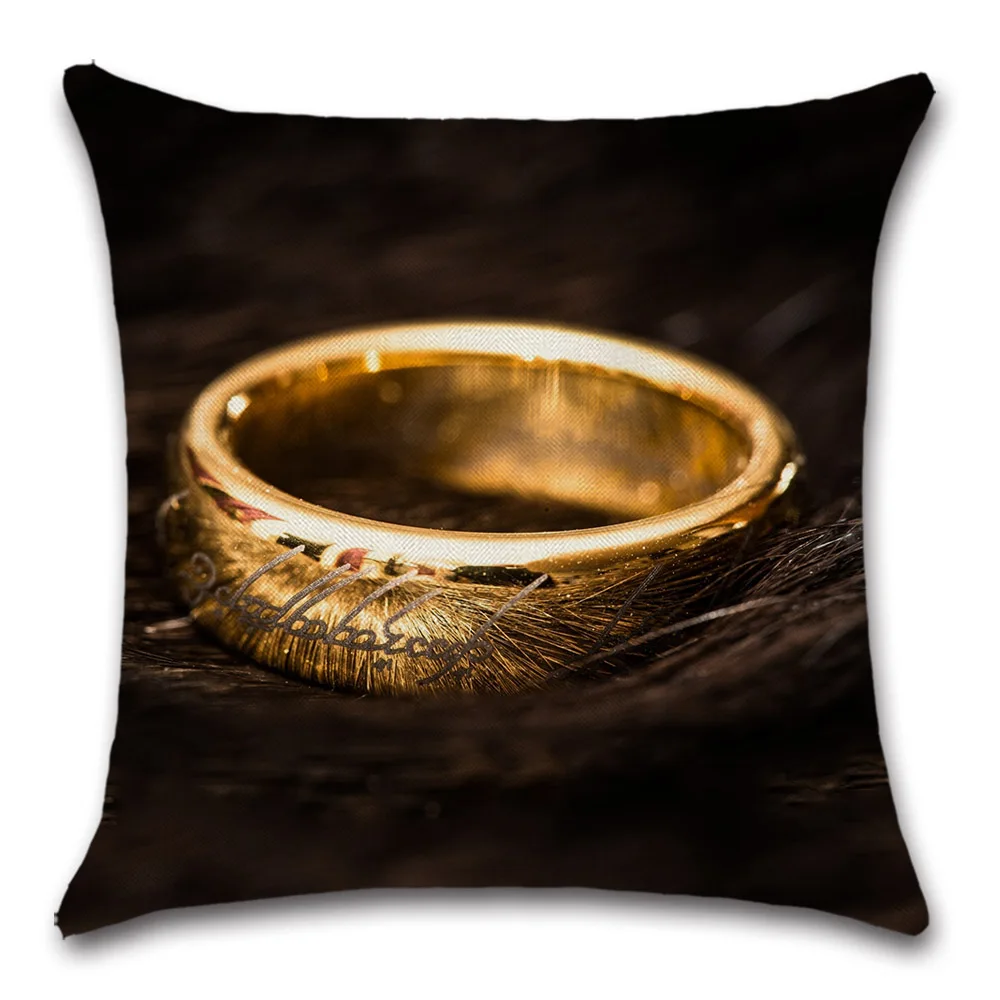 Чехол для подушки из хлопка и льна с принтом колец фильмов декоративное домашнее