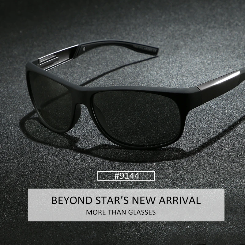 BEYONDSTAR Photochromic Polorized Fishing Sunglasses Men TR90 Square Frame Driving Women Glasses Oculos Masculino TR9144