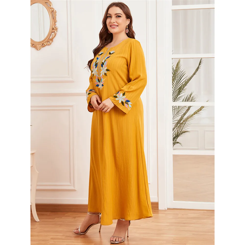

Dubai Kaftan Embroidery Long Dress Women Muslim Islamic Clothing Arab Maxi Robe Ramadan Abaya Turkish Middle East Spring Summer
