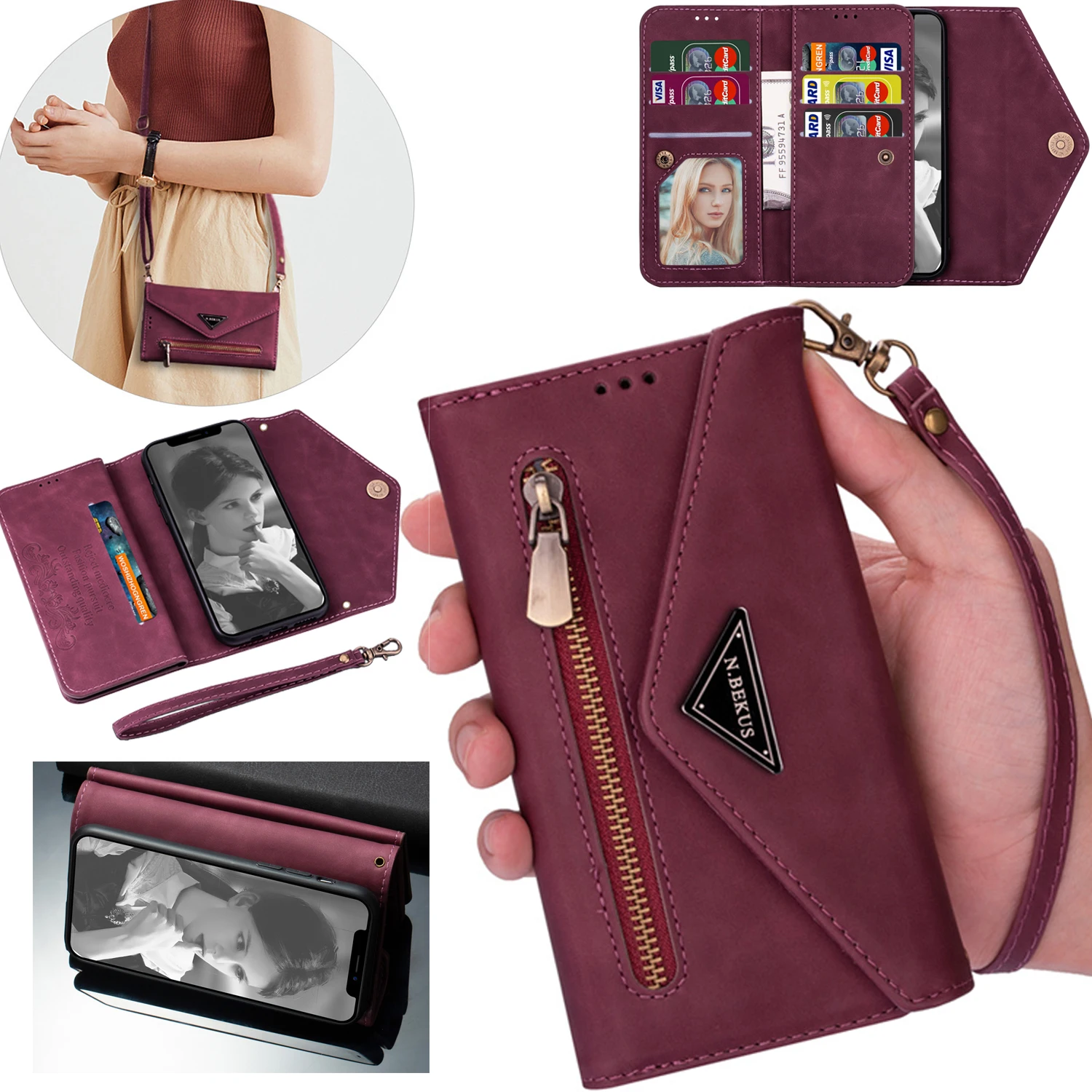 

Mate 40 Pro Flip Case Card Slots Leather Holder For Huawei Mate 40 20 30 Pro Lite Phone Case Crossbody Wallet Cover Funda Bag