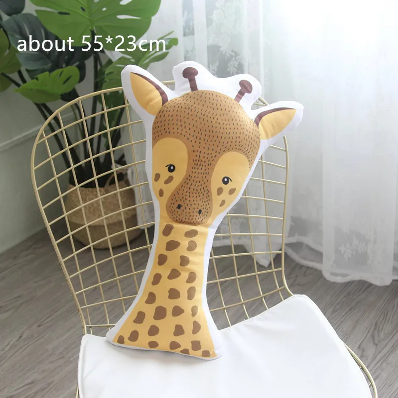 giraffe Ins слон плюшевый жираф Подушка милая форма животных двухсторонняя печать мягкая подушка кролик лиса домашний декор детский подарок - Цвет: giraffe