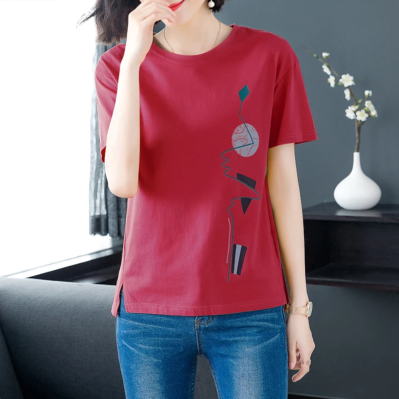 

2020 Women Shirt 8 Style Cotton Shirt red Short Sleeve