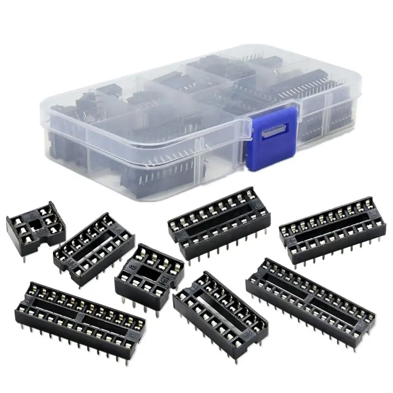 

66Pcs/Lot DIP IC Sockets Adaptor Solder Type Socket Kit 6,8,14,16,18,20,24,28 Pin for arduino PCB Diy Kit