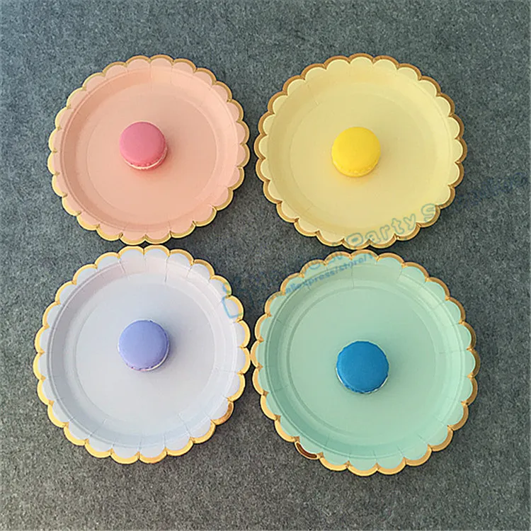 

120pcs Foil Gold Party Paper Assorted Colors Pastel Mint/Pink/Blue/PinkGold Dessert Plates Children's Party Birthday Decorations