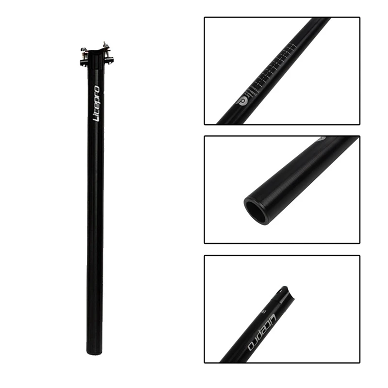 

2x Litepro Folding Bike Seat Post Aluminum Alloy Ultra-Light Bike Seat Post 33.9X600mm for Brompton Titanium & Black
