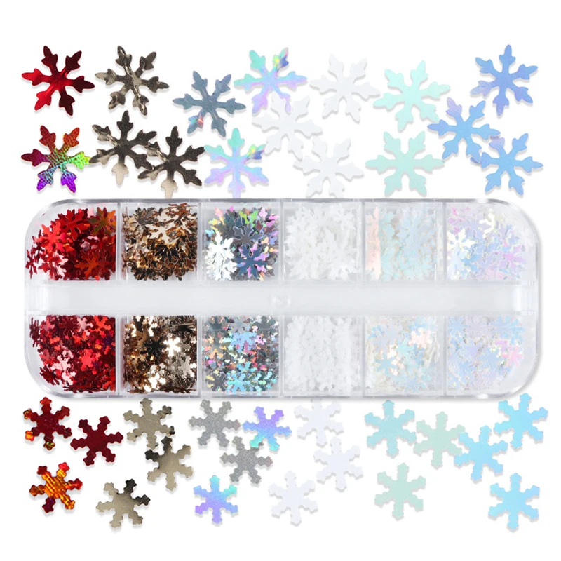 

Snowflake Glitter Flakes Sequins Box for Christmas Epoxy Resin Filler Mold Clay Slime Jewelry Making Components DIY Nail Art