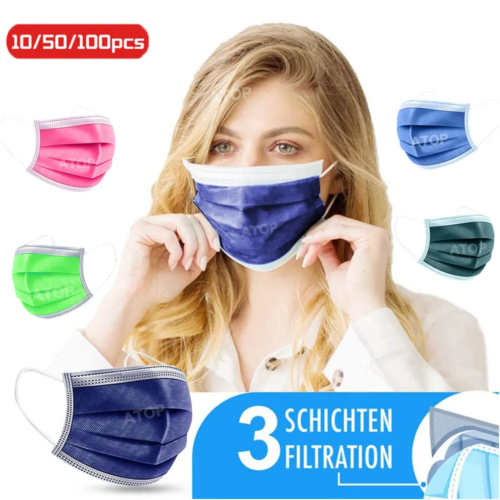 

Protective Disposable Mask Adult 3 Layers Colored Face Masks Meltblown Masque Chirurgical Mascarillas Quirurgicas Homologadas