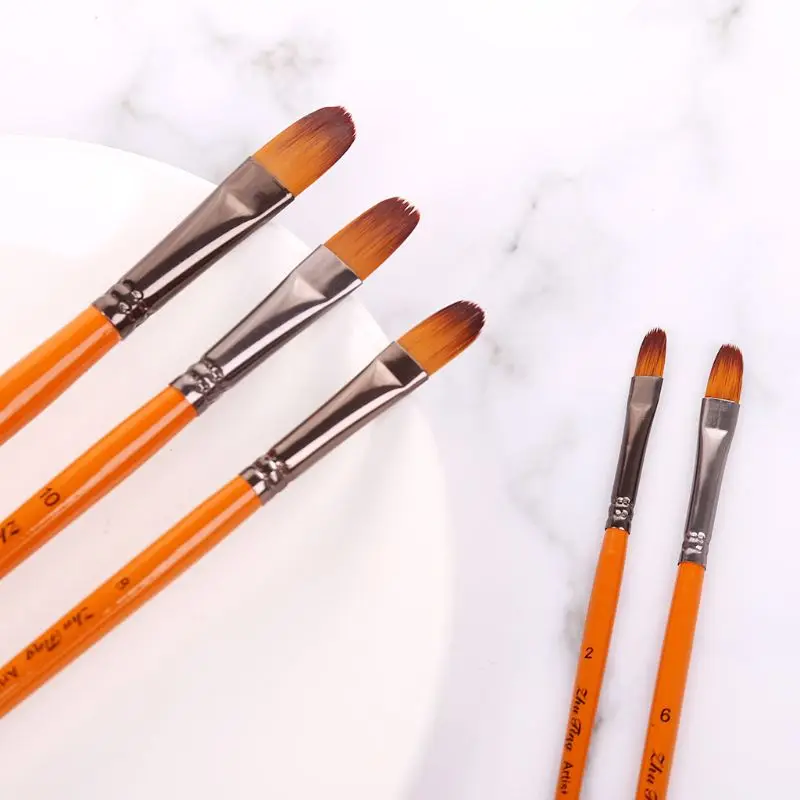 

5pcs Filbert Paint Brushes Nylon Hair Watercolor Gouache Paintbrushes Art Tools 203B