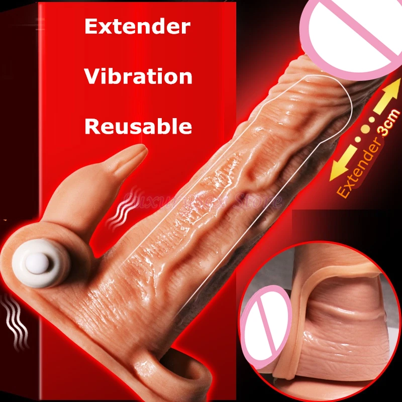 Многоразовые секс-презервативы костюм-пенис для увеличения члена вибрирующий
