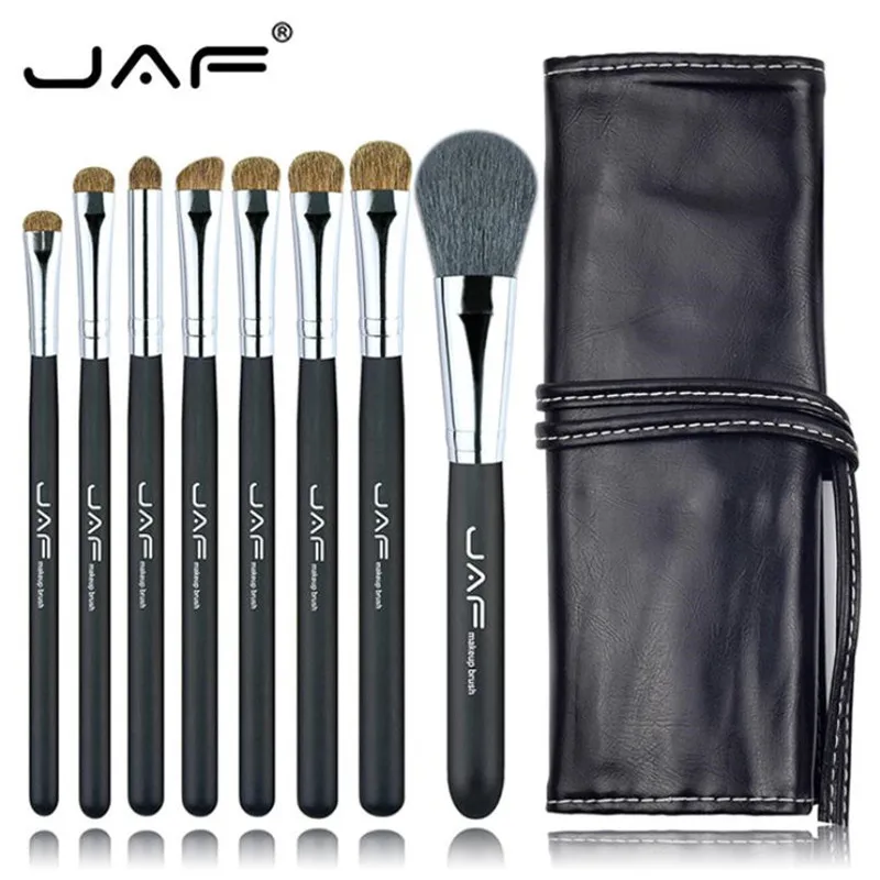 JAF-Juego de brochas de maquillaje profesional, 8 unidades, con bolsa de PU, pelo de Animal suave, sombra de ojos, 15 #902