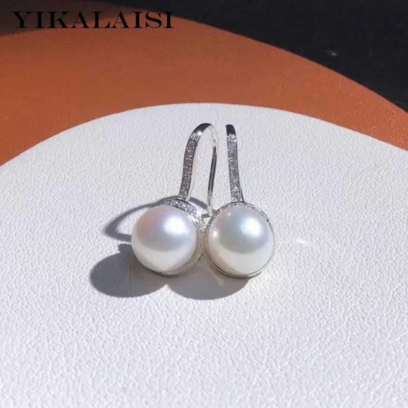 

YIKALAISI 925 стерлингового серебра серьги для женщин, ювелирные изделия для женщин, 8-9 мм сжатая серьги из натурального пресноводного жемчуга 2021 Новинка оптовых продаж