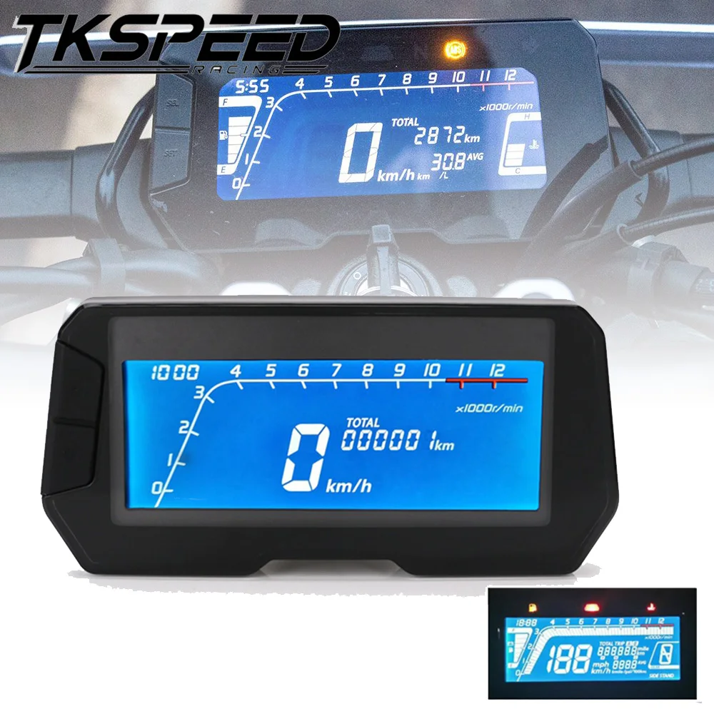 

LED 12000RPM 6 Gear Universal Motorcycle LCD Digital Speedometer Backlight Motorcycle Odometer For1, 2,4 Cylinders Meter