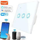 Tuya WiFi Smart Switch, ЕС 86 сенсорный настенный выключатель 1 2 3 Gang Alexa совместимый светильник, переключатель 10A 90-250 В, функция таймера Google Home