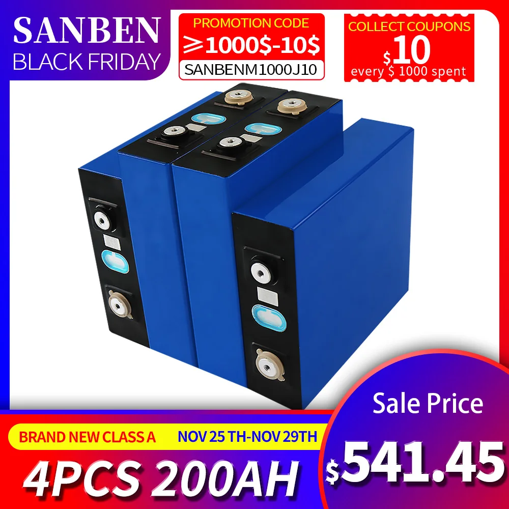 

4-48PCS NEW 200AH LiFePo4 Battery Cell 12V 24V 48V Lithium Iron Phospha Cell Pack Rechargeable Batteries Boat EU US tax free