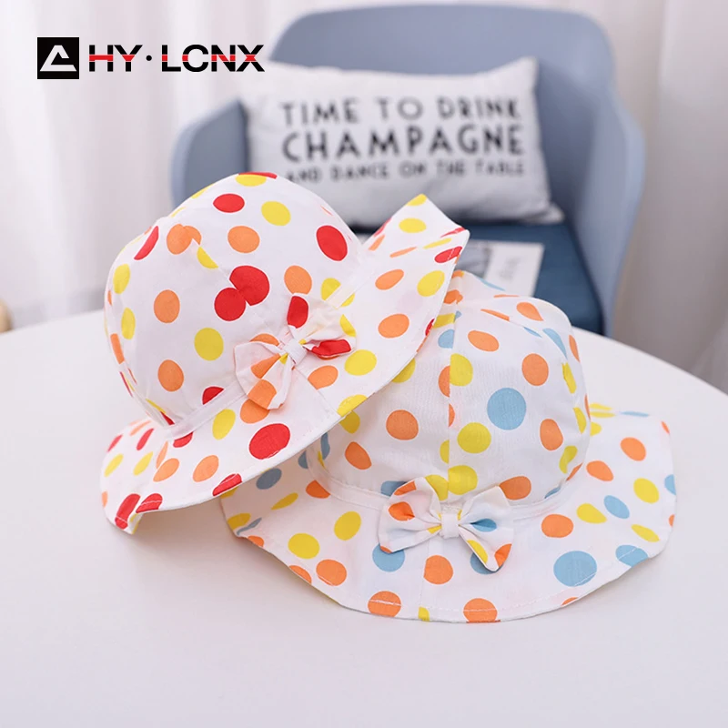 

Summer Baby Fisherman Hat Outdoor Bucket Hat Color Polka Dot pattern Breathable Caps Sun Protection Cap For Boys Girls
