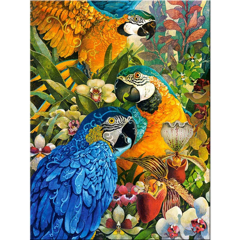 Алмазная 5d картина попугай и цветок круглые стразы алмазная живопись 3D вышивка