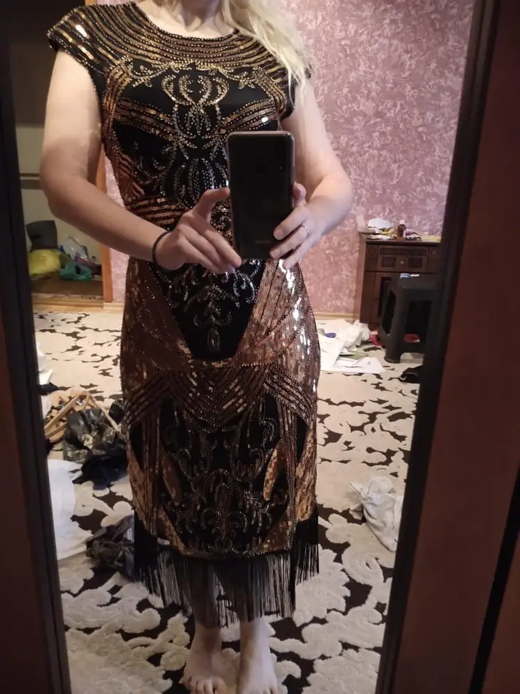 Женское винтажное платье 1920 s, большой Гэтсби Хлопушка, расшитое бисером и бахромой, с вышивкой в стиле ретро, Charleston, коктейльное свадебное платье