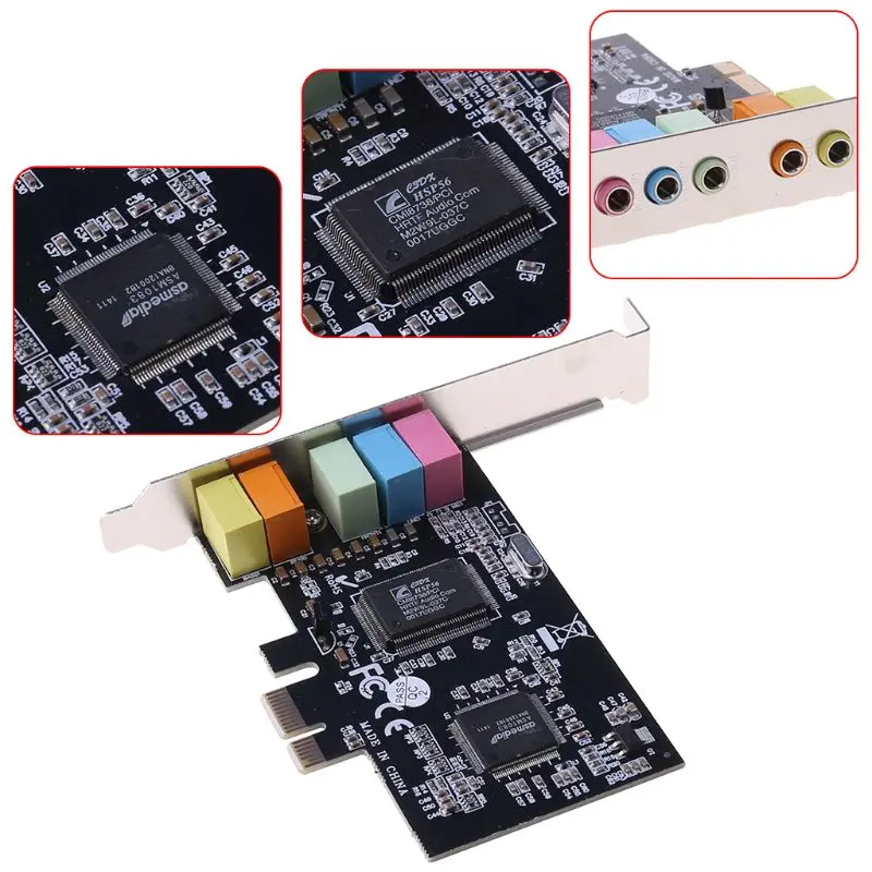 PCI E аудио цифровая звуковая карта 5 1 твердотельные конденсаторы CMI8738 чипсет +
