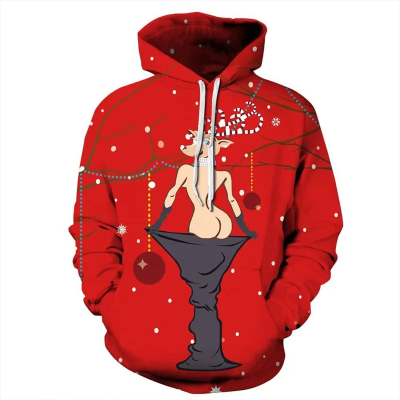 Размера плюс 3D печать рождественские женские мужские толстовки для влюбленных INS