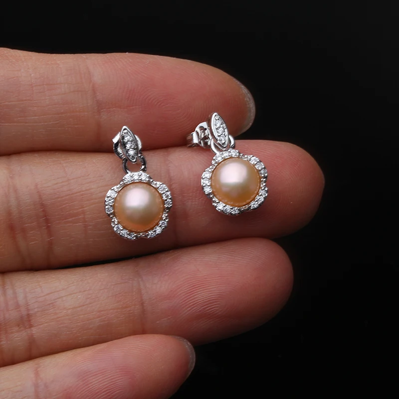 

Fashion Natural Freshwater black Pearl earrings for women Vintage palace style Jewelry engagement /party/love gift