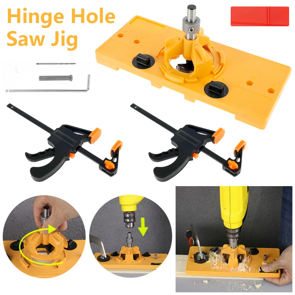 

Concealed 35MM Cup Style Hinge Jig Boring Hole Drill Guide With 2 Fixing Clips Wood Cutter Carpenter Woodworking DIY Tools