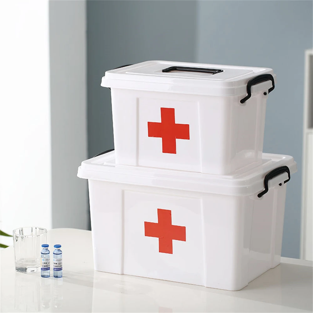 

Portable First Aid Kit Family Emergency Box Household Plastic Storage Box Hospital Pharmacy for Home Organizer or Outdoor Travel
