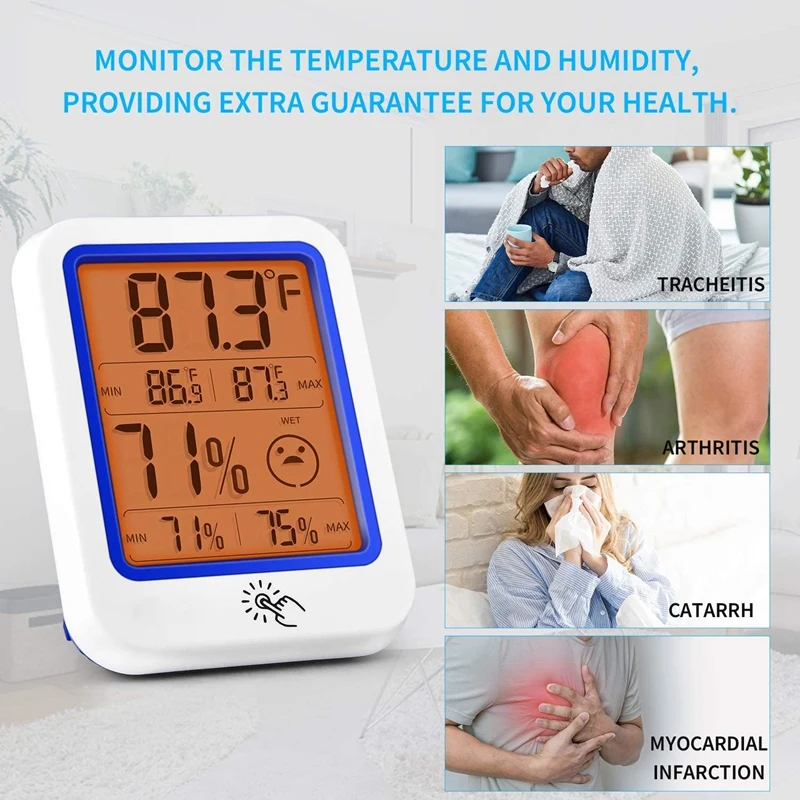 

2-Pack Digital Indoor Hygrometer&Thermometer,Home Humidity Gauge Indicator Accurate Temperature Monitor with Backlight