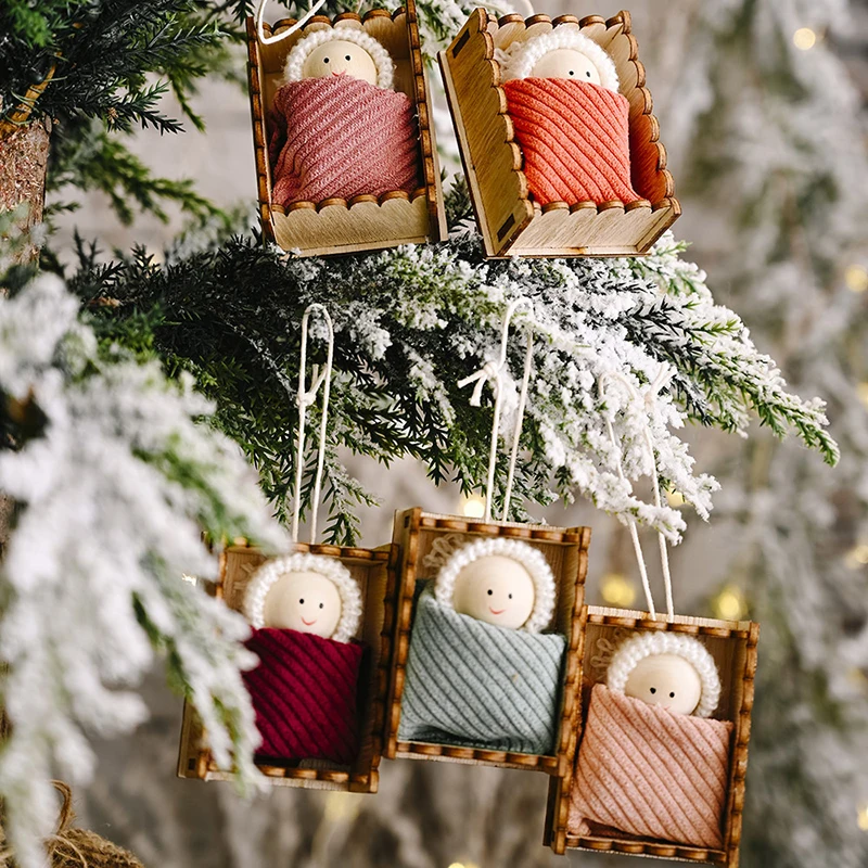 

2021 Christmas Tree Decoration Pendant Wooden Box Doll Pendant Christmas Decoration Christmas Gift Navidad Noel Xmas Decoration