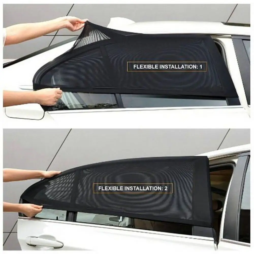 

2x Car Polyester Rear Side Window Mesh Sun Visor Shade Cover Shield UV Protector Enhances privacy 54cmx92cm Fits most car model