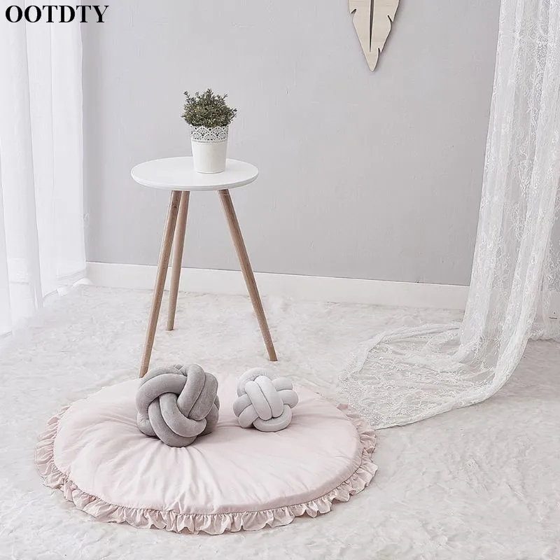 OOTDTY Round Kids Rugs Lace Soft Baby Floor Game Play Mat for Nursery Bedroom and Playroom Crawling Carpet Home Decoration | Игрушки и