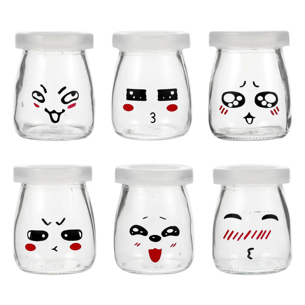 

6pcs Glass Pudding Bottles Large-caliber Jam Jars Yogurt Bottles (Random Bottle)