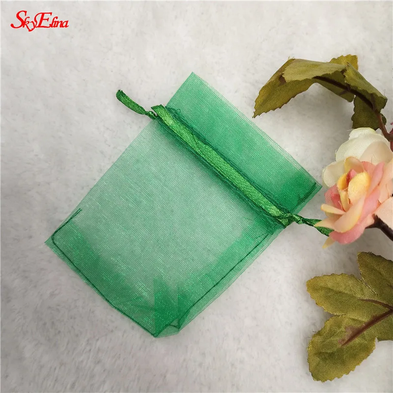 Dark green 50 шт. 7x9 9x12 10x15 13x18 СМ Сумки из Органзы Упаковка Ювелирных Изделий Сумки Свадьба Украшения Drawable Сумки Подарочные Пакеты 5Z - Цвет: Dark green