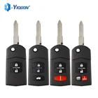 YIQIXIN чехол для ключа с дистанционным управлением, откидной корпус, складная кнопка 234 для Mazda 2 3 5 6 M6 MX5 CX5 CX7 CX9 RX8 с необработанной головкой лезвия