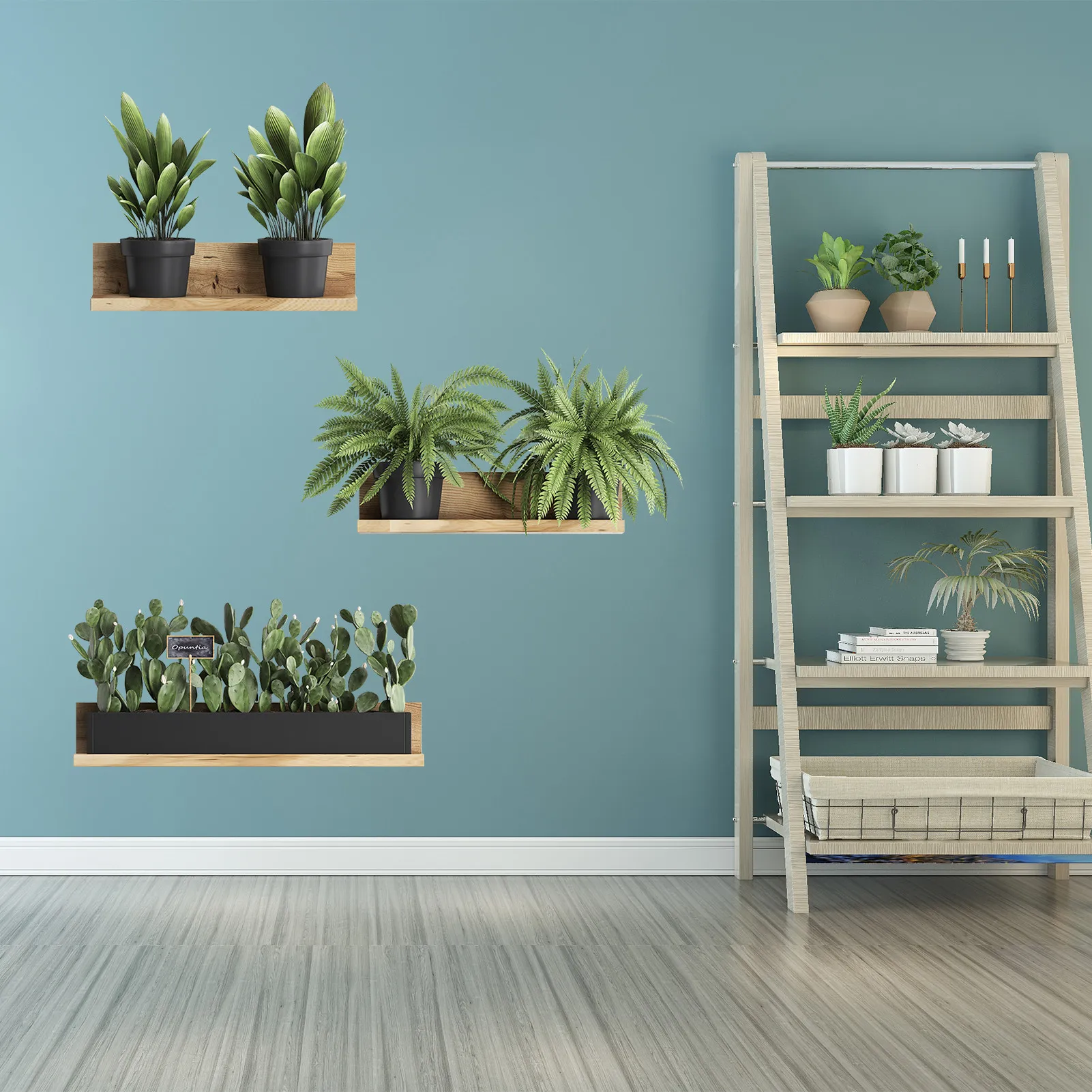 Наклейки на стену с зелеными растениями 2 шт. | Дом и сад