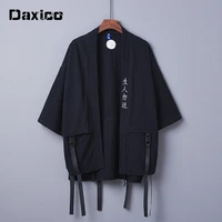 embroider cotton and linen haori cardigan kimono shirt samurai japanese clothing yukata harajuku japanese style blouse jacket