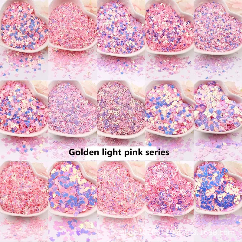 

10g/pack golden macaron nail art sequins star sky plum blossom shell unicorn mermaid beads DIY quicksand filling accessories