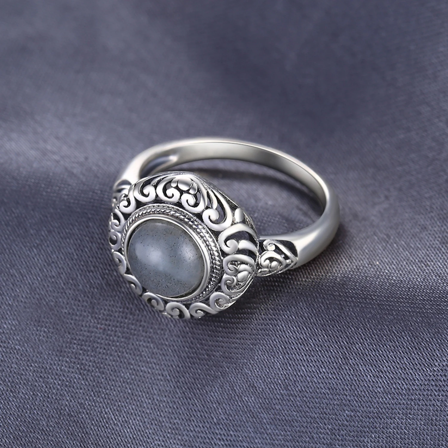 Jewelrypalace Винтаж 1.8ct натуральная Лабрадорит резные Solitaire палец кольцо стерлингового серебра 925 Элитный бренд хороший Красивые ювелирные изделия