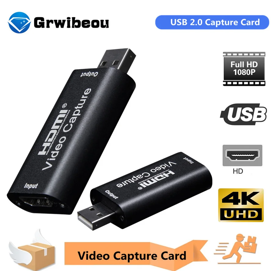 

Grwibeou 4K Video Capture Card USB 2.0 HDMI Video Grabber Record Box for PS4 Game DVD Camcorder Camera Recording Live Streaming