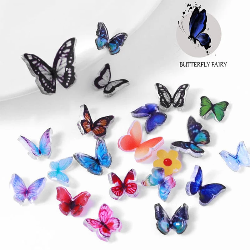 

Resin 3D Butterfly Sequin Nail Art Decoration Mixed Color Flowers Small Daisy Manicure DIY Nail Decoration Nail Accesoires