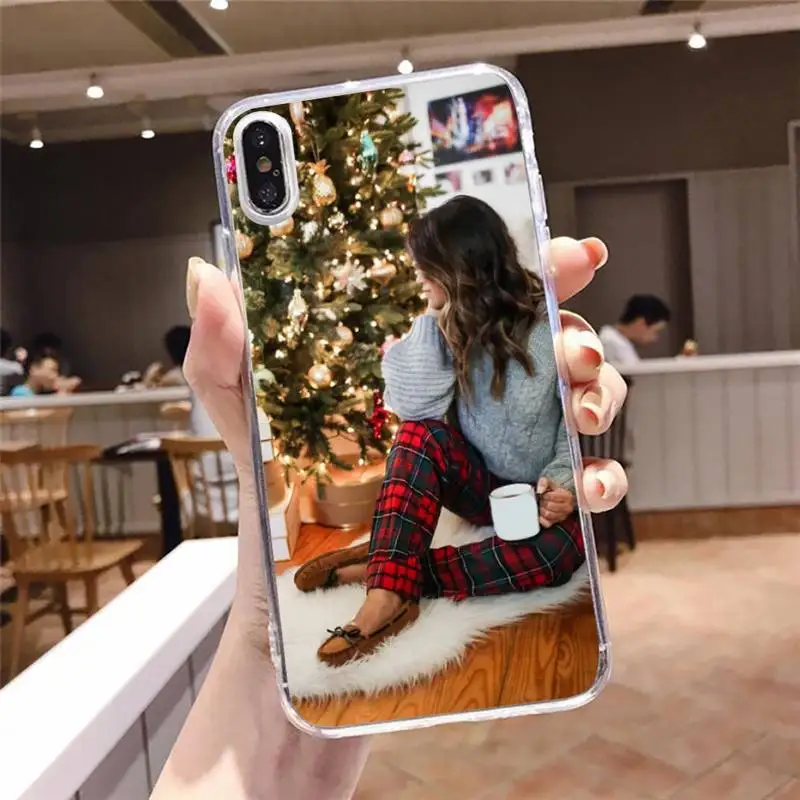 

Vogue Christmas girl Phone Case Transparent for iPhone 6 7 8 11 12 s mini pro X XS XR MAX Plus