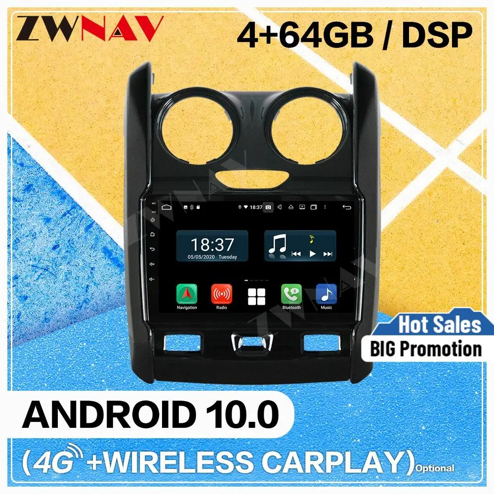 DSP Carplay Android 10 0 экран Автомобильный мультимедийный DVD-плеер для Renault Duster 2015-2019