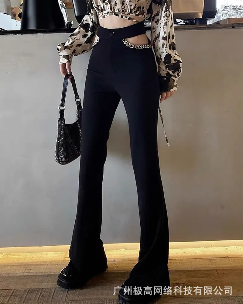 

Women's 2021 New Chain Decoration Hollow Trousers