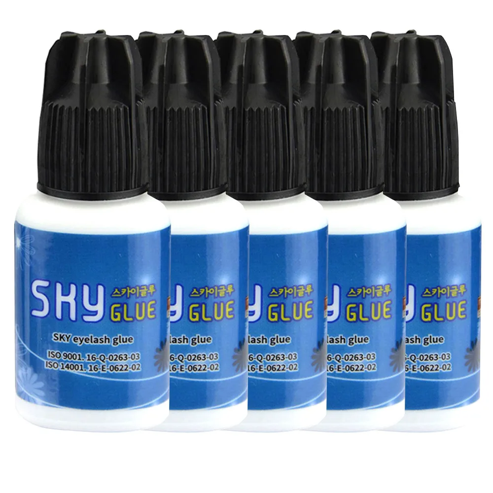 

5 Bottle Eyelash Extension S+ Sky Glue Professional Lash Glue 1 Bottle 5g From Korea Last Over 6 Weeks 3-4S Fasting Drying