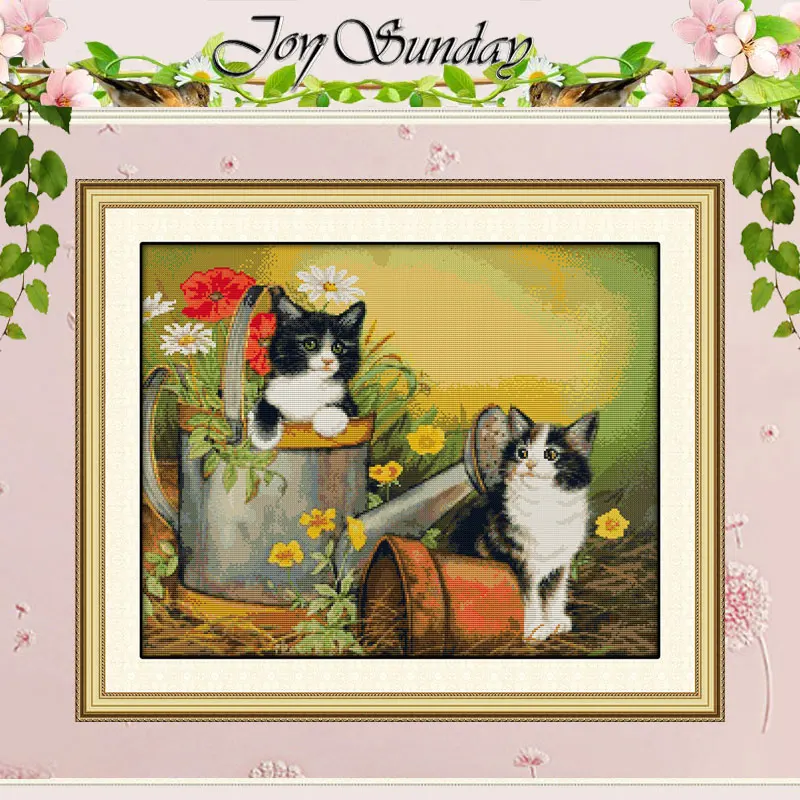 

Two Kittens Patterns Counted Cross Stitch Set DIY 11CT 14CT 16CT Stamped DMC Cross-stitch Kit Embroidery Needlework Home Decor